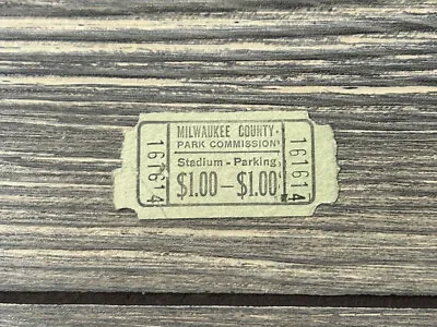 Vintage Milwaukee County Park Commission Stadium Parking Ticket 161614 • $24.99