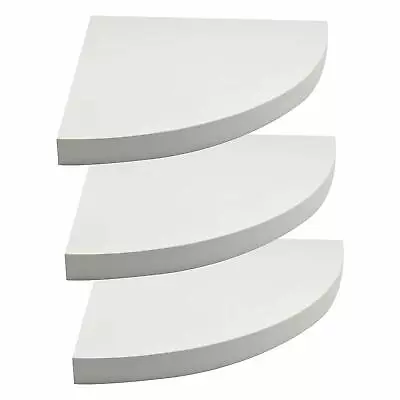 3x Floating White Corner Shelf Shelves Wall Book Storage Rack Unit Bedroom Decor • £9.26