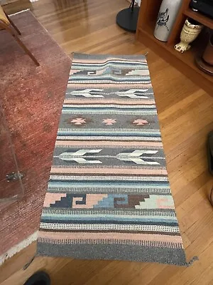 $19.99 • Buy Zapotec Handwoven Wool Rug Southwestern 58” X 30”