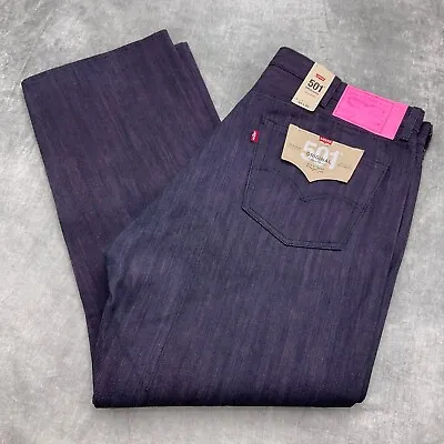 Levis 501 Jeans Men 44W X 30L Purple Button Fly Raw Shrink To Fit Pink Tag NWT • $45.97