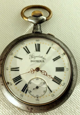 MONTRE GOUSSET REGULATEUR de chemin de fer en acier bruni bien lire le