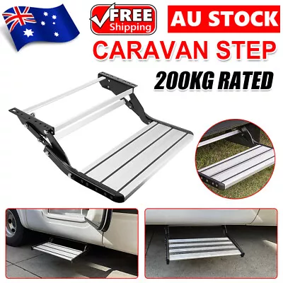 200KG Heavy Duty Caravan Step Folding Pull Out Portable RV Camper Trailer Tools • $152.95