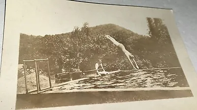 Rare Antique Vintage American Swimmers Diving Board Action Pool Snapshot Photo! • $19.99