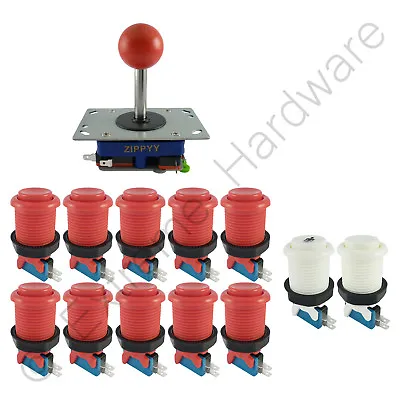 £19.99 • Buy 1 Player Arcade Control Kit 1 Ball Top Joystick 12 Buttons Red JAMMA MAME Pi