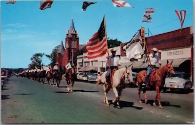 Muskogee Oklahoma Postcard RODEO PARADE Street Scene / Horses C1950s Unused • $4