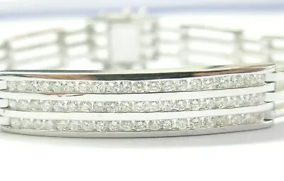 Men's ID Diamond Bracelet 14KT White Gold 60-Stones 2.26Ct G-VS 8  • $3950