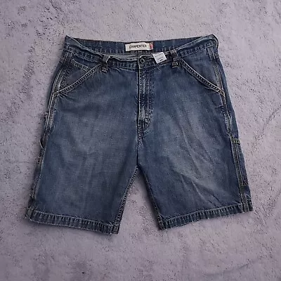 Vintage Levis Shorts Mens 36 Carpenter Denim Jorts Relaxed Pockets Dark Wash Y2K • $23.95