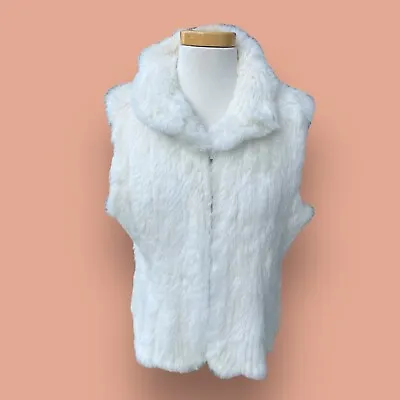 Valerie Stevens 100% Rabbit Fur Vest Gorgeous White L/XL Textured • £47.49