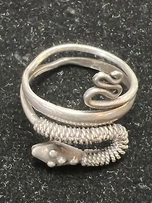 925 Vintage Silver Snake Ring Size 8.5 Adjustable Up Or Down 1/2 Size • $15.99