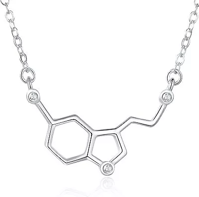 Happiness Serotonin Molecule Necklace With Gems For Women - Ideal Jewelry For Te • $39.56