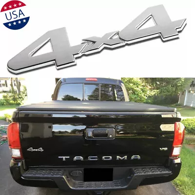 $11.99 • Buy Chrome Stick On Silver 4x4 Emblem Trunk Badge Sticker For Toyota Tundra Tacoma