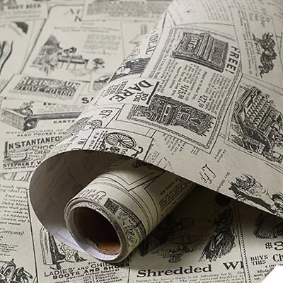 3m Vintage Newspaper Wallpaper Furniture Wall Wrap PVC Self Adhesive Waterproof • £10.99