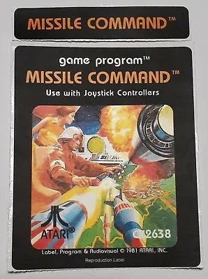 Replacement Atari 2600 Missile Command Label - Machine Cut Just Peel And Stick • $5