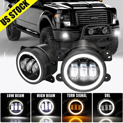 Pair 4  Bumper LED Halo Fog Lights For 2009 2010 2011 2012 2013 2014 Ford F150 • $38.88