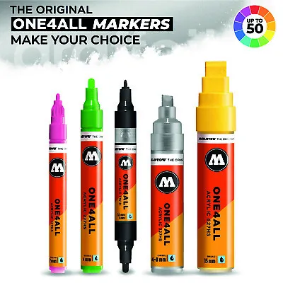 Molotow One4all Acrylic Paint Marker Range - Semi-Gloss Refillable Multisize Pen • £6.59