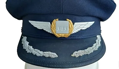 £151.57 • Buy Old SAS Scandinavian Airlines PILOT Cap Hat With Cockade Wings Badge
