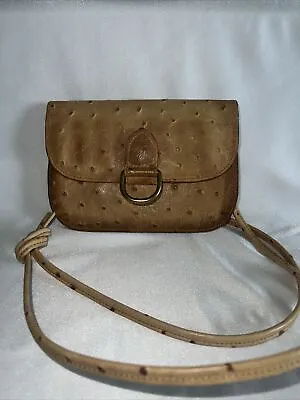 Vintage Joan & David USA Ostrich Leather Crossbody Purse Handbag Waist Bag • $14.99