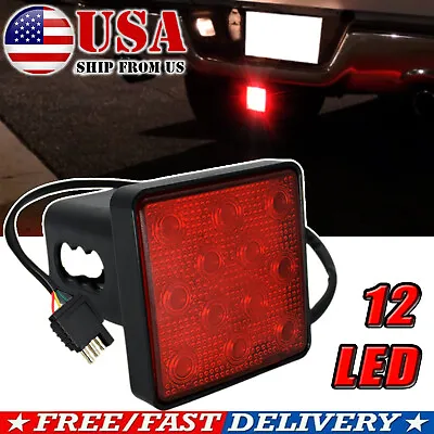 $14.59 • Buy 2  Trailer Tow Hitch Cover Light Stop Tail Light Brake Light 15 Led Lights 4 Way