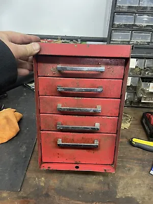 Vintage 5 Drawer Side Tool Box RED Watch Video • $235