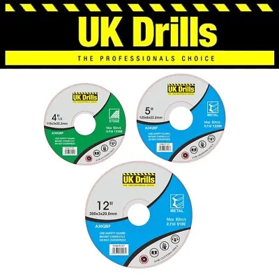 Metal Stone Slitting Cutting Grinding Discs 100mm 115mm 125mm 180mm 230mm 300mm  • £187.68