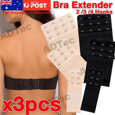 3 Packs Clip On Bra Extender Plus Size Maternity 2 3 4 Hooks Strap AU • $2.74