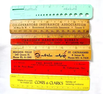 Vintage Rulers 3 Wood Advertising Canada Co-operators Boot Shop Sewing 6  Lot • $10.30