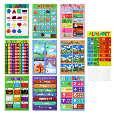 10 Pack Alphabet Poster Educational Laminated Wall Chart For Children Learning • £10.79