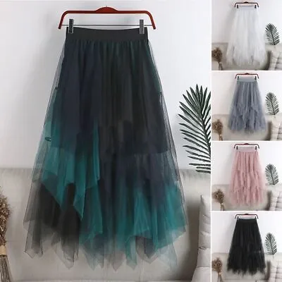 £11.41 • Buy Elegant Layered Dress Mesh Tulle Skirt Pleated Longuette Half-Length Underskirt