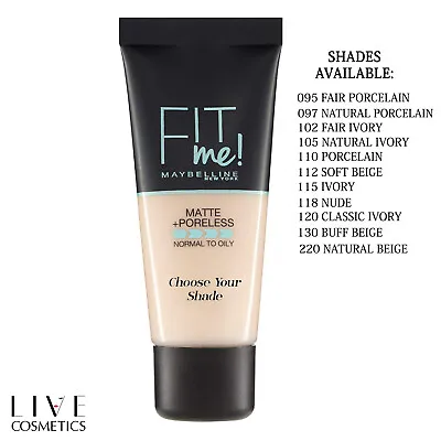 Maybelline Fit Me Matte & Poreless Foundation 30ML ** CHOOSE YOUR SHADE ** • £5.38