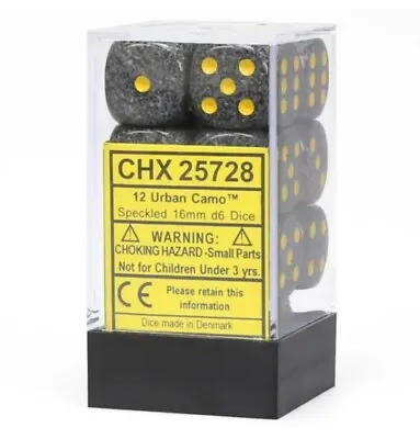 Chessex Dice D6 Sets Urban Camo Speckled 16mm Six Sided Die12 Block CHX 25728 • $7.49