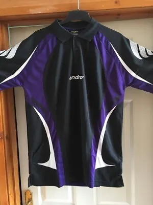 Andro Ponca Black/Purple Polo Shirt Size X-Large • £23