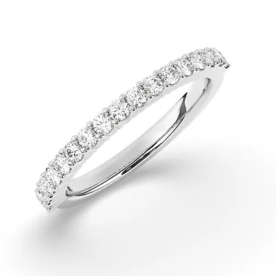 E/VS Lab-Grown Round Cut Diamond Half Eternity Ring In 950 Platinum • $796