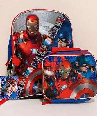Marvel Captain America Vs Ironman 16  School Backpack With Detachable Lunch Box • $19.99