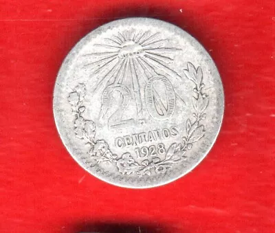 Mexico 20 Cents 1928  Silver • $3.75