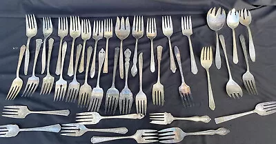 37 Serving  Forks Flatware Silverplate Vintage Craft Jewelry Repurpose • $97.63