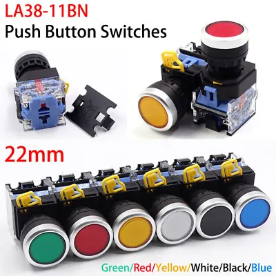 22mm 440V 10A Panel Mount Momentary / Self-Locking Push Button Switch LA38 Serie • $6.84