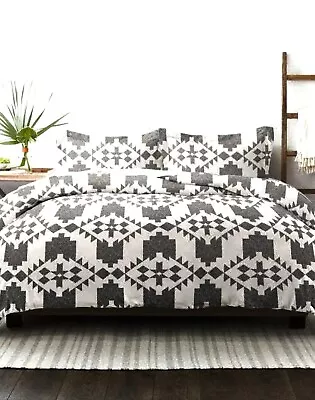 Duvet Cover Set Black & White Geometric Reversible  3-PC Full/Queen • $9.99