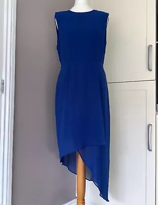 Stunning WAREHOUSE Cobalt Blue Asymmetric DRESS 12 • £4.95