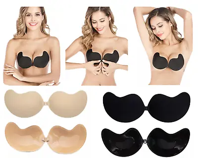 £3.89 • Buy Strapless Silicone Push Up Bra Backless Self Adhesive Invisible Lace Stick On GB