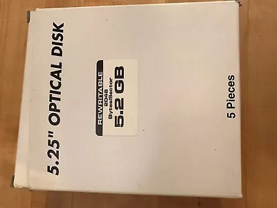 NEW Unbranded5.25  5.2GB 2048 Bytes/sector Rewritable Optical Disk (5 Disk Pack) • $100