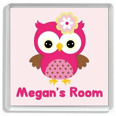£3.99 • Buy Personalised PINK OWL Girls Bedroom Door Sign / Door Plaque