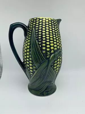 Antique Staffordshire England Majolica Green Primitive Corn Pitcher Rare  1800s • $65