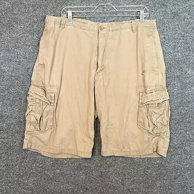 Nike Shorts Mens XL Beige Cargo Shorts Pockets Drawstring Casual Y2K Vtg • $18.99