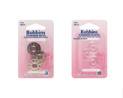 Sewing Machine Bobbins-Universal Fits Most Brands-Metal Or Plastic- Pack Of 3 • £2.46