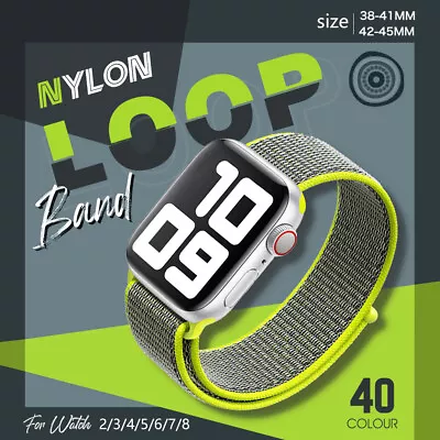 $3.25 • Buy For Apple Watch Nylon Sports Band Strap Series 8 7 6 5 4 3 2 38/40/41/42/44/45