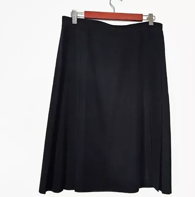 Exclusively Misook Black Acrylic Knit Skirt Kick Pleats Elastic Waist Knee Xl • $64.94