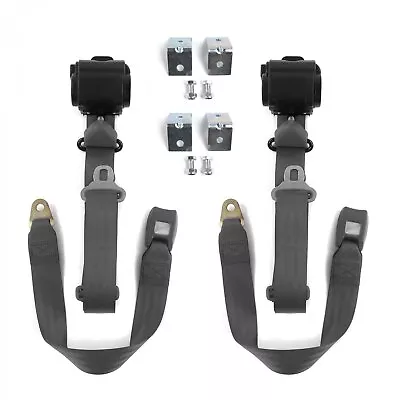 Ford Mustang 1974 - 1978  Standard 3pt Charcoal Retractable Bucket Seat Belt Kit • $216.99