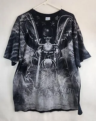 Mens Miami Ink Skull Ghost Rider Motorcycle T-Shirt Miami Ink Tattoo Size XL • $29.95