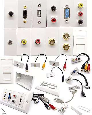 Modular Faceplate Wall Plate Network & HDMI SVGA USB Coax AV RCA Stub Wholesale • £3.65