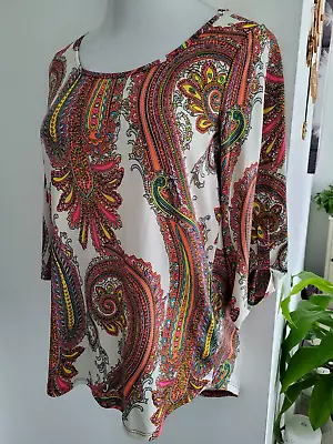 Yahada USA Women's Paisley Blouse Top 3/4 Sleeve Size Small/Medium Chest 40  • $4